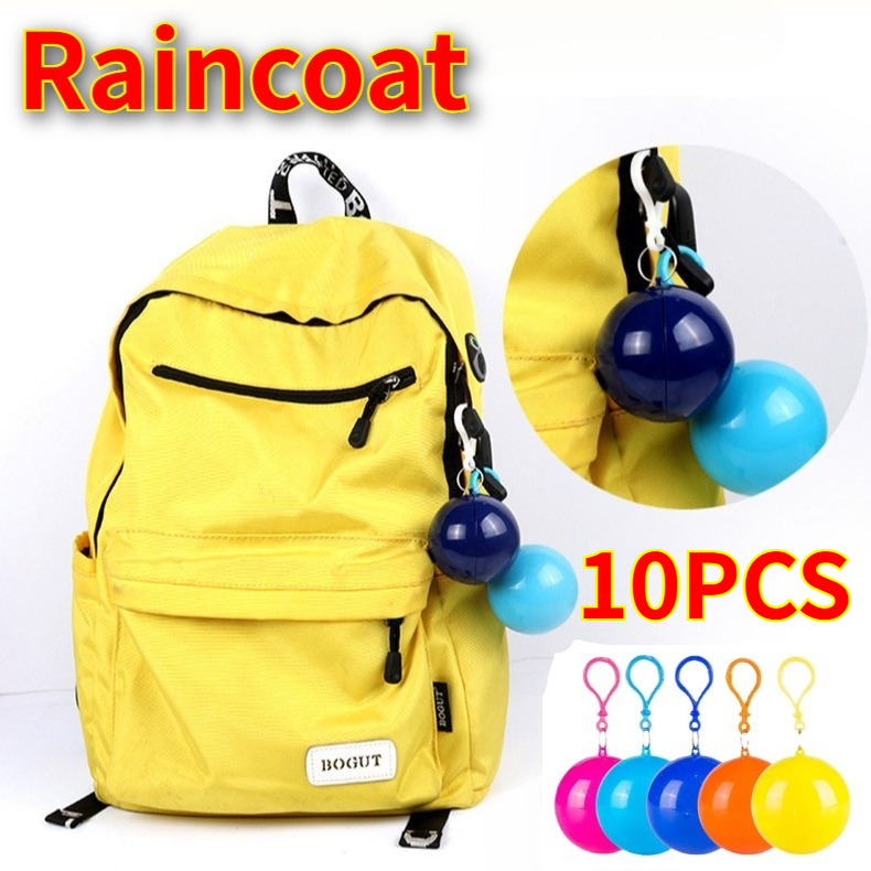 Emergency Poncho Rain - 10개입 다채로운 미니 휴대용 우비볼 두꺼운