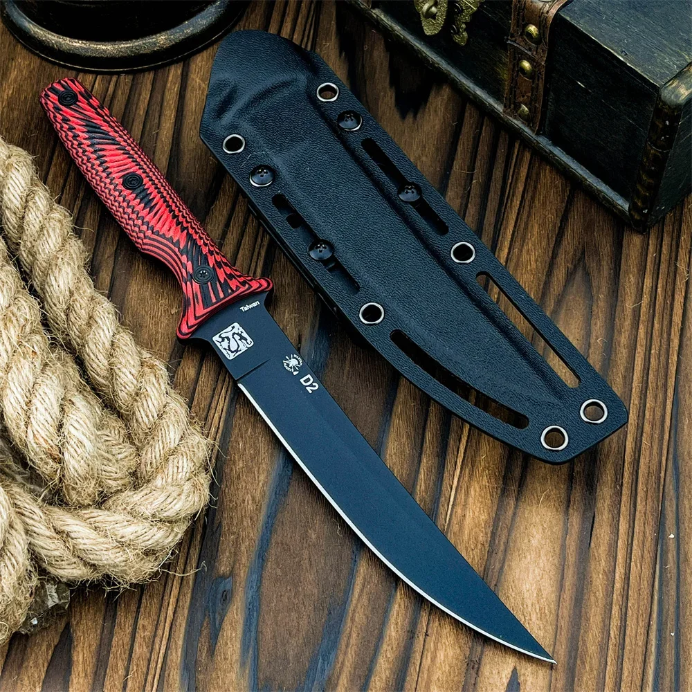 Bushcraft Knife Fixed - D2 스틸 유틸리티 나이프 아웃도어 고정날