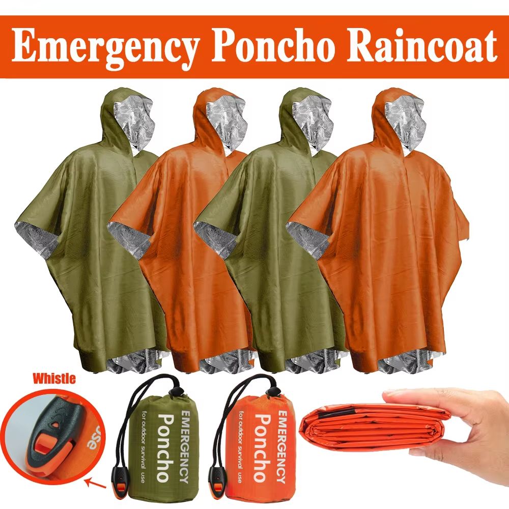 비상용 우비, 보온 담요, 방수 야외 생존 캠핑 장비, - Emergency Poncho Rain 리뷰 및 가격